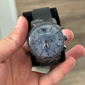 BRAND NEW EMPORIO ARMANI Aviator Chrono Black Steel Men's Watch